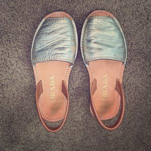 Prada Vitello Flat Slingbacks